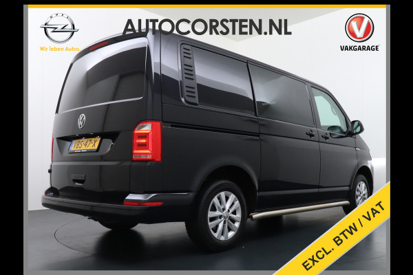 Volkswagen Transporter 2.0TDI 150PK Autom. Highline Leder Navi Pdc Voorruitverwarming Cruise Control Regen/Lichtsensor Lmv 2X Schuifdeur Rubbervloer Wandbetimmering Sidebars Achterklep 1e Eigenaar Euro 6
