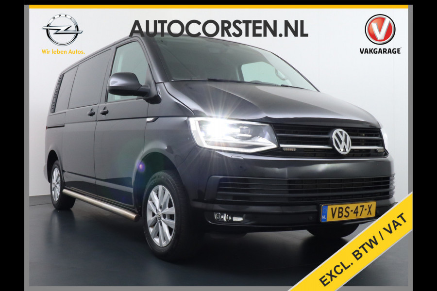 Volkswagen Transporter 2.0TDI 150PK Autom. Highline Leder Navi Pdc Voorruitverwarming Cruise Control Regen/Lichtsensor Lmv 2X Schuifdeur Rubbervloer Wandbetimmering Sidebars Achterklep 1e Eigenaar Euro 6