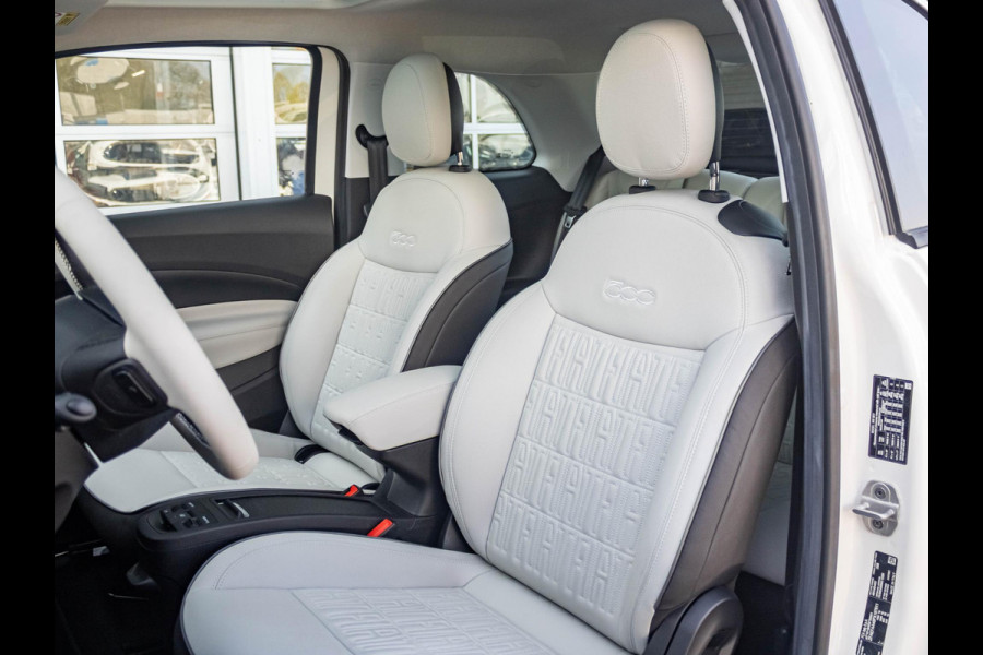 Fiat 500E La Prima 42 kWh | Clima | Cruise | Leder | 17" | Priv Glass | Winter Pack | JBL Sound | BSM | Apple Carplay
