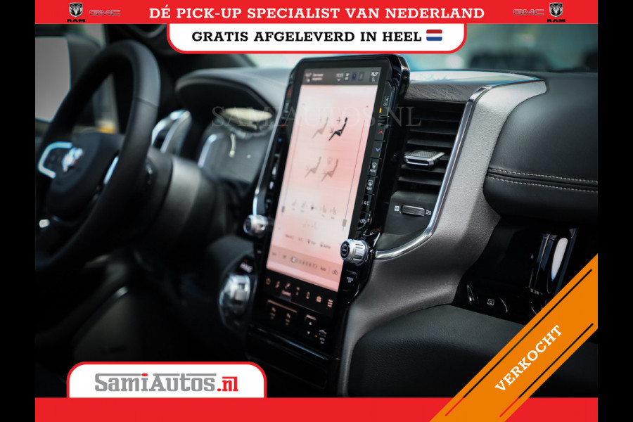 Dodge Ram PREMIUM NIGHT | MAY 2025 BOM VOL + HUD & 14.4 INCH SCHERM | LUCHTVERING | 420PK 636 Nm | PRIJS MET LPG EN COVER EN GARANTIE | DUBBELE CABINE | PICK UP | 5 PERSOONS | DC | GRIJSKENTEKEN | VOORRAAD NR 2232 - 3424