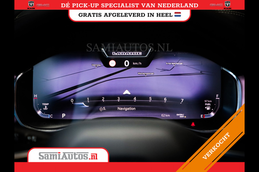 Dodge Ram PREMIUM NIGHT | MAY 2025 BOM VOL + HUD & 14.4 INCH SCHERM | LUCHTVERING | 420PK 636 Nm | PRIJS MET LPG EN COVER EN GARANTIE | DUBBELE CABINE | PICK UP | 5 PERSOONS | DC | GRIJSKENTEKEN | VOORRAAD NR 2232 - 3424