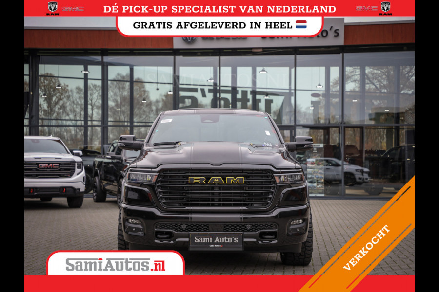 Dodge Ram PREMIUM NIGHT | MAY 2025 BOM VOL + HUD & 14.4 INCH SCHERM | LUCHTVERING | 420PK 636 Nm | PRIJS MET LPG EN COVER EN GARANTIE | DUBBELE CABINE | PICK UP | 5 PERSOONS | DC | GRIJSKENTEKEN | VOORRAAD NR 2232 - 3424