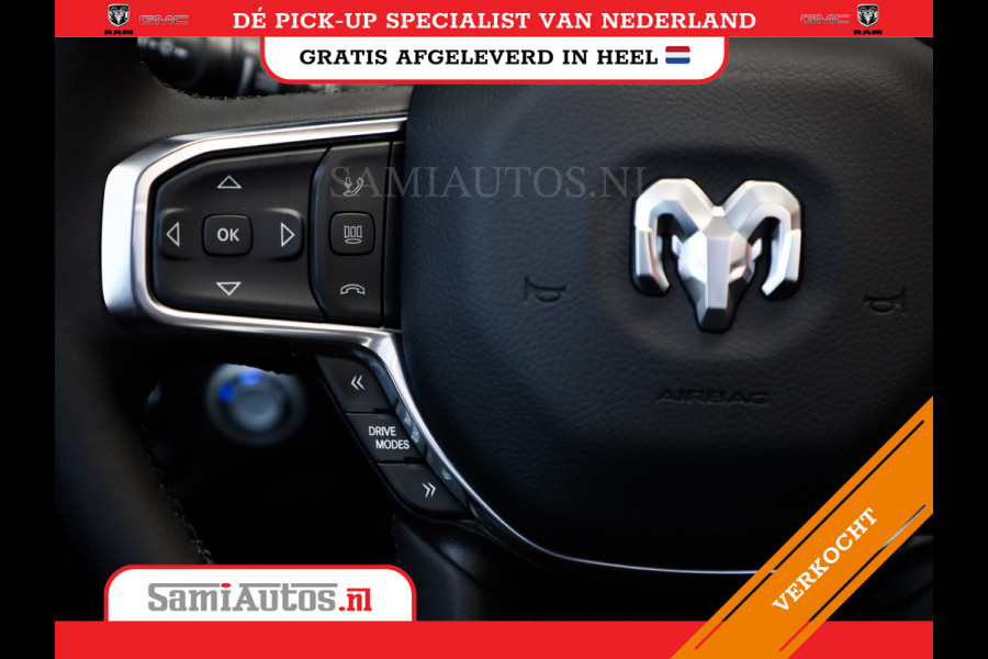 Dodge Ram PREMIUM NIGHT | MAY 2025 BOM VOL + HUD & 14.4 INCH SCHERM | LUCHTVERING | 420PK 636 Nm | PRIJS MET LPG EN COVER EN GARANTIE | DUBBELE CABINE | PICK UP | 5 PERSOONS | DC | GRIJSKENTEKEN | VOORRAAD NR 2232 - 3424