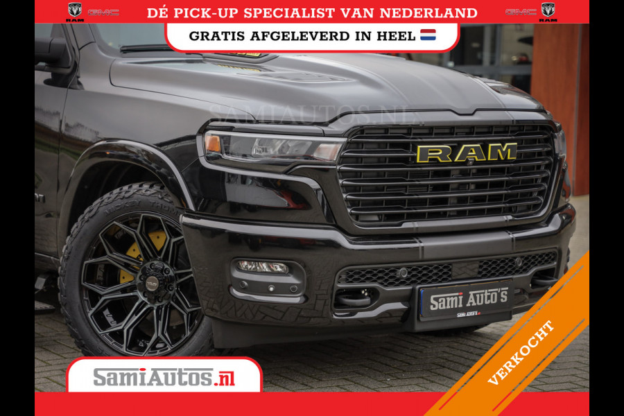 Dodge Ram PREMIUM NIGHT | MAY 2025 BOM VOL + HUD & 14.4 INCH SCHERM | LUCHTVERING | 420PK 636 Nm | PRIJS MET LPG EN COVER EN GARANTIE | DUBBELE CABINE | PICK UP | 5 PERSOONS | DC | GRIJSKENTEKEN | VOORRAAD NR 2232 - 3424
