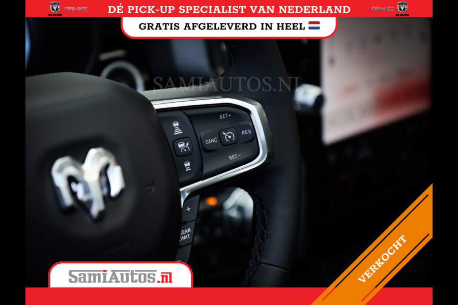 Dodge Ram PREMIUM NIGHT | MAY 2025 BOM VOL + HUD & 14.4 INCH SCHERM | LUCHTVERING | 420PK 636 Nm | PRIJS MET LPG EN COVER EN GARANTIE | DUBBELE CABINE | PICK UP | 5 PERSOONS | DC | GRIJSKENTEKEN | VOORRAAD NR 2232 - 3424