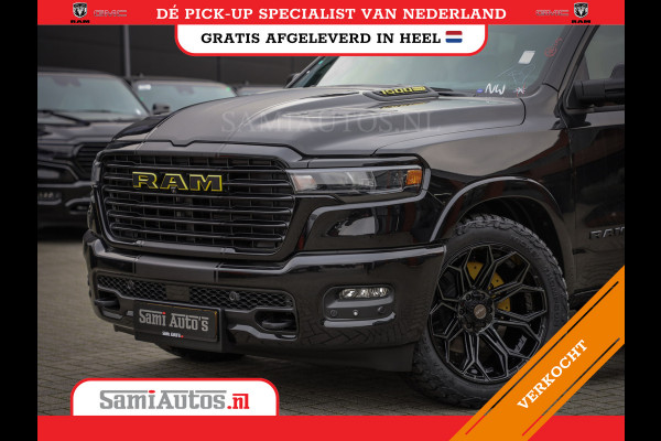 Dodge Ram PREMIUM NIGHT | MAY 2025 BOM VOL + HUD & 14.4 INCH SCHERM | LUCHTVERING | 420PK 636 Nm | PRIJS MET LPG EN COVER EN GARANTIE | DUBBELE CABINE | PICK UP | 5 PERSOONS | DC | GRIJSKENTEKEN | VOORRAAD NR 2232 - 3424