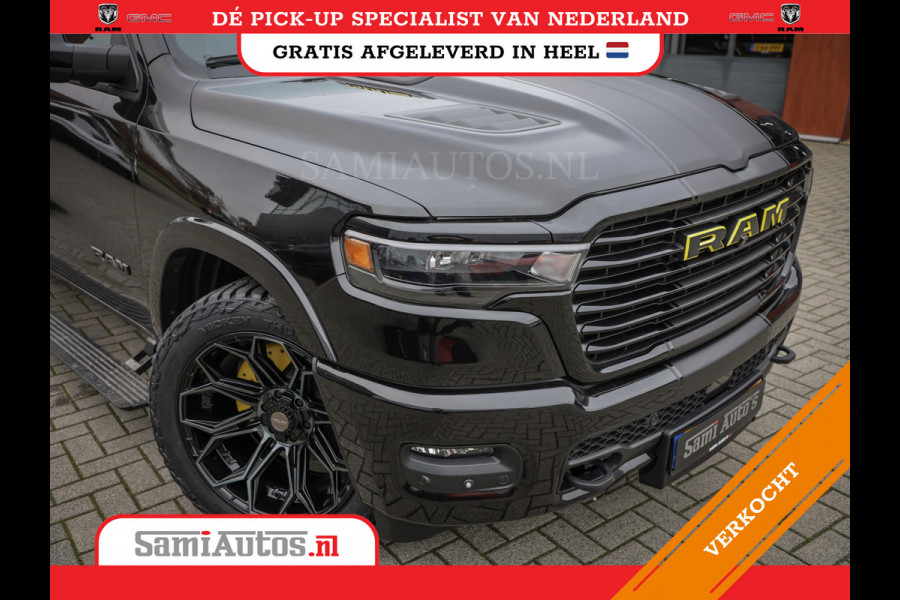 Dodge Ram PREMIUM NIGHT | MAY 2025 BOM VOL + HUD & 14.4 INCH SCHERM | LUCHTVERING | 420PK 636 Nm | PRIJS MET LPG EN COVER EN GARANTIE | DUBBELE CABINE | PICK UP | 5 PERSOONS | DC | GRIJSKENTEKEN | VOORRAAD NR 2232 - 3424