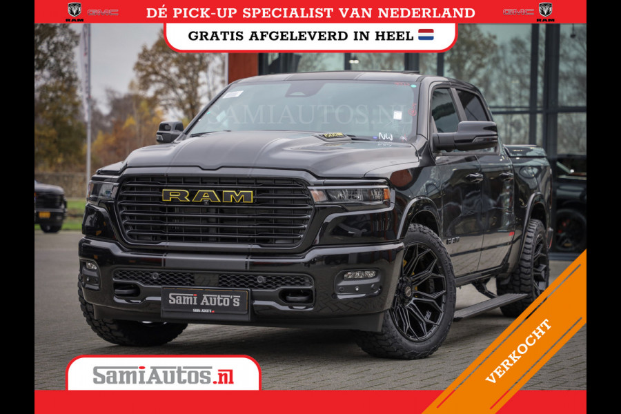 Dodge Ram PREMIUM NIGHT | MAY 2025 BOM VOL + HUD & 14.4 INCH SCHERM | LUCHTVERING | 420PK 636 Nm | PRIJS MET LPG EN COVER EN GARANTIE | DUBBELE CABINE | PICK UP | 5 PERSOONS | DC | GRIJSKENTEKEN | VOORRAAD NR 2232 - 3424