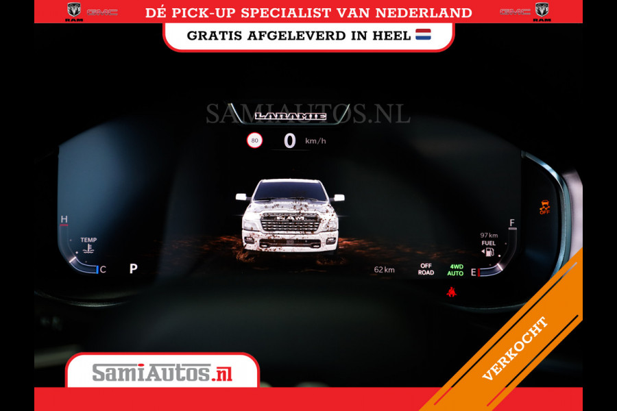 Dodge Ram PREMIUM NIGHT | MAY 2025 BOM VOL + HUD & 14.4 INCH SCHERM | LUCHTVERING | 420PK 636 Nm | PRIJS MET LPG EN COVER EN GARANTIE | DUBBELE CABINE | PICK UP | 5 PERSOONS | DC | GRIJSKENTEKEN | VOORRAAD NR 2232 - 3424