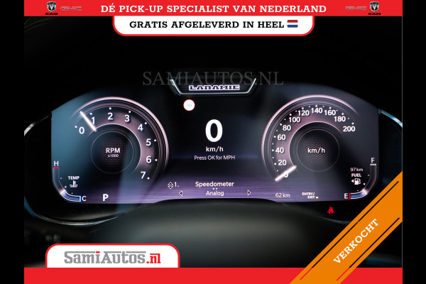 Dodge Ram PREMIUM NIGHT | MAY 2025 BOM VOL + HUD & 14.4 INCH SCHERM | LUCHTVERING | 420PK 636 Nm | PRIJS MET LPG EN COVER EN GARANTIE | DUBBELE CABINE | PICK UP | 5 PERSOONS | DC | GRIJSKENTEKEN | VOORRAAD NR 2232 - 3424