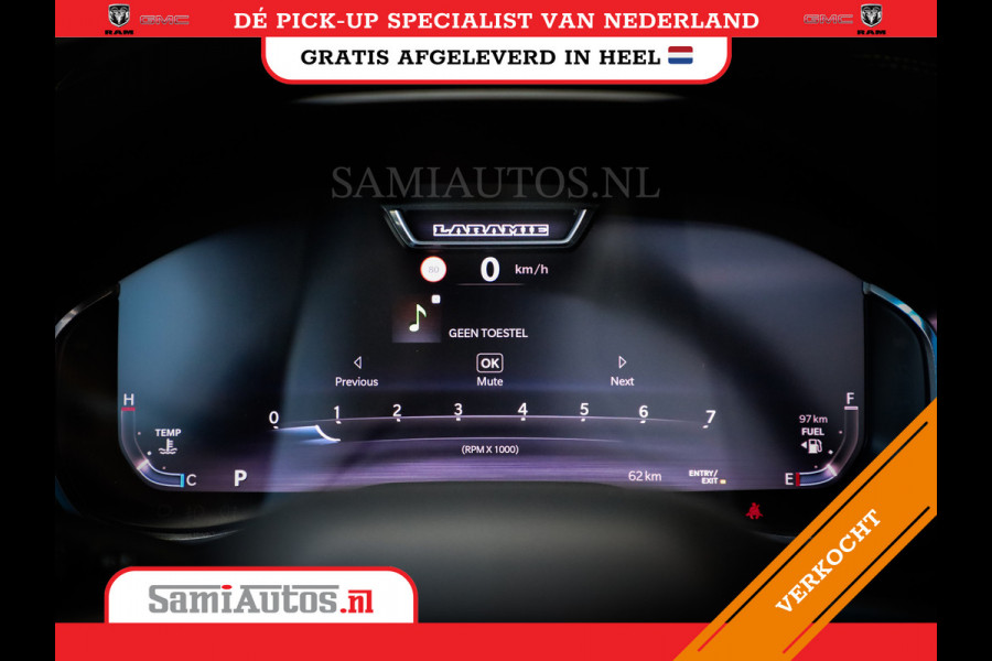 Dodge Ram PREMIUM NIGHT | MAY 2025 BOM VOL + HUD & 14.4 INCH SCHERM | LUCHTVERING | 420PK 636 Nm | PRIJS MET LPG EN COVER EN GARANTIE | DUBBELE CABINE | PICK UP | 5 PERSOONS | DC | GRIJSKENTEKEN | VOORRAAD NR 2232 - 3424