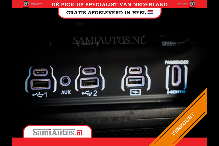 Dodge Ram PREMIUM NIGHT | MAY 2025 BOM VOL + HUD & 14.4 INCH SCHERM | LUCHTVERING | 420PK 636 Nm | PRIJS MET LPG EN COVER EN GARANTIE | DUBBELE CABINE | PICK UP | 5 PERSOONS | DC | GRIJSKENTEKEN | VOORRAAD NR 2232 - 3424