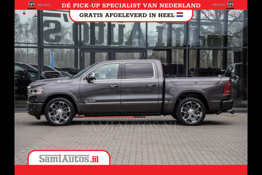 Dodge Ram 1500 LIMITED RAMBOX | LUCHTVERING | 5.7 V8 4X4 | MULTI TAILGATE | HUD | ADAPTIVE CRUISE | EERSTE EIGENAAR | LPG PRINS | 3500KG 360 CAMERA | LANE ASSIST | MEMORY SEATS | DUBBELE CABINE | CREWCAB