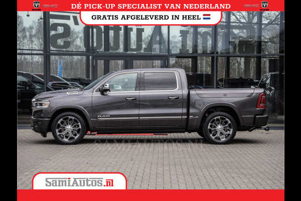 Dodge Ram 1500 LIMITED RAMBOX | LUCHTVERING | 5.7 V8 4X4 | MULTI TAILGATE | HUD | ADAPTIVE CRUISE | EERSTE EIGENAAR | LPG PRINS | 3500KG 360 CAMERA | LANE ASSIST | MEMORY SEATS | DUBBELE CABINE | CREWCAB