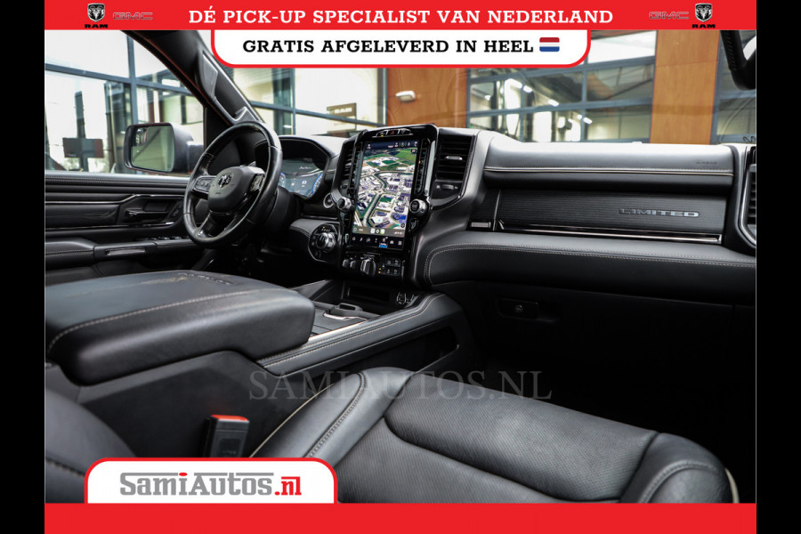 Dodge Ram 1500 LIMITED RAMBOX | LUCHTVERING | 5.7 V8 4X4 | MULTI TAILGATE | HUD | ADAPTIVE CRUISE | EERSTE EIGENAAR | LPG PRINS | 3500KG 360 CAMERA | LANE ASSIST | MEMORY SEATS | DUBBELE CABINE | CREWCAB