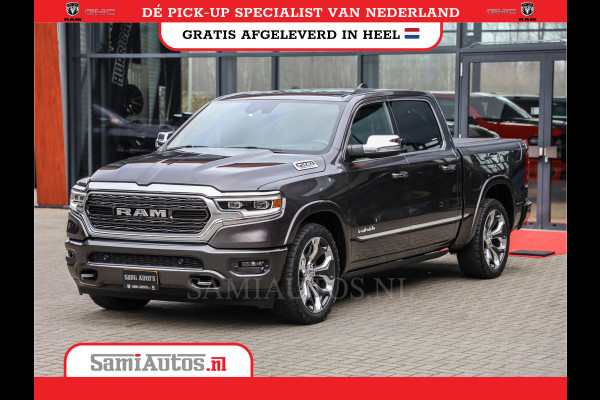 Dodge Ram 1500 LIMITED RAMBOX | LUCHTVERING | 5.7 V8 4X4 | MULTI TAILGATE | HUD | ADAPTIVE CRUISE | EERSTE EIGENAAR | LPG PRINS | 3500KG 360 CAMERA | LANE ASSIST | MEMORY SEATS | DUBBELE CABINE | CREWCAB