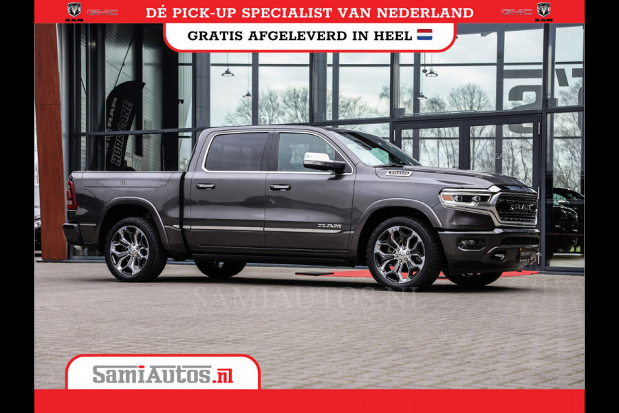 Dodge Ram 1500 LIMITED RAMBOX | LUCHTVERING | 5.7 V8 4X4 | MULTI TAILGATE | HUD | ADAPTIVE CRUISE | EERSTE EIGENAAR | LPG PRINS | 3500KG 360 CAMERA | LANE ASSIST | MEMORY SEATS | DUBBELE CABINE | CREWCAB