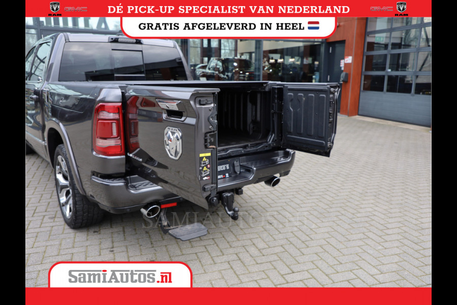 Dodge Ram 1500 LIMITED RAMBOX | LUCHTVERING | 5.7 V8 4X4 | MULTI TAILGATE | HUD | ADAPTIVE CRUISE | EERSTE EIGENAAR | LPG PRINS | 3500KG 360 CAMERA | LANE ASSIST | MEMORY SEATS | DUBBELE CABINE | CREWCAB