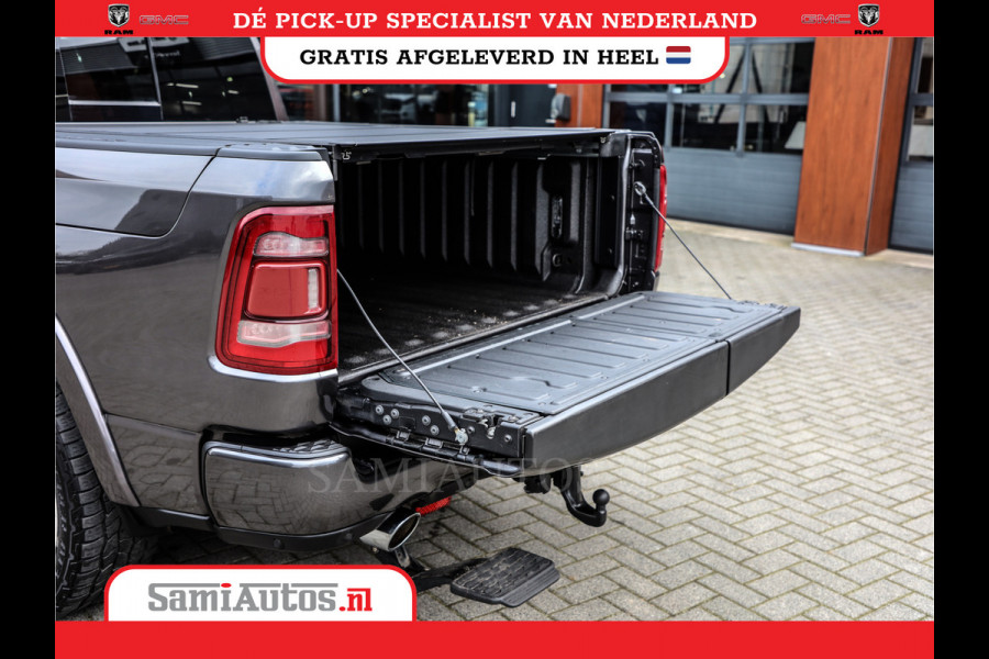 Dodge Ram 1500 LIMITED RAMBOX | LUCHTVERING | 5.7 V8 4X4 | MULTI TAILGATE | HUD | ADAPTIVE CRUISE | EERSTE EIGENAAR | LPG PRINS | 3500KG 360 CAMERA | LANE ASSIST | MEMORY SEATS | DUBBELE CABINE | CREWCAB