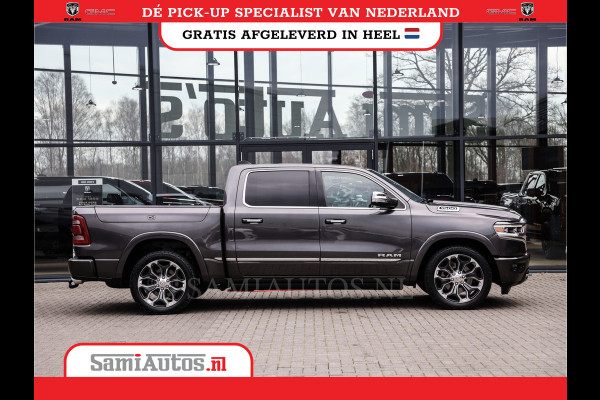Dodge Ram 1500 LIMITED RAMBOX | LUCHTVERING | 5.7 V8 4X4 | MULTI TAILGATE | HUD | ADAPTIVE CRUISE | EERSTE EIGENAAR | LPG PRINS | 3500KG 360 CAMERA | LANE ASSIST | MEMORY SEATS | DUBBELE CABINE | CREWCAB
