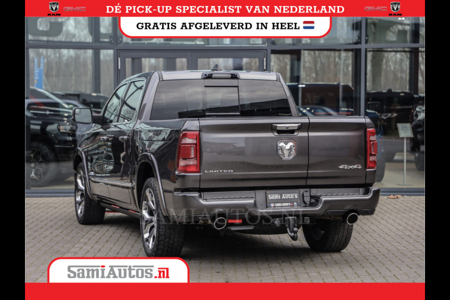 Dodge Ram 1500 LIMITED RAMBOX | LUCHTVERING | 5.7 V8 4X4 | MULTI TAILGATE | HUD | ADAPTIVE CRUISE | EERSTE EIGENAAR | LPG PRINS | 3500KG 360 CAMERA | LANE ASSIST | MEMORY SEATS | DUBBELE CABINE | CREWCAB