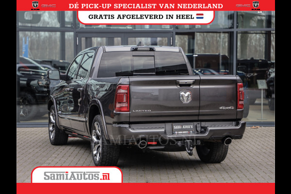Dodge Ram 1500 LIMITED RAMBOX | LUCHTVERING | 5.7 V8 4X4 | MULTI TAILGATE | HUD | ADAPTIVE CRUISE | EERSTE EIGENAAR | LPG PRINS | 3500KG 360 CAMERA | LANE ASSIST | MEMORY SEATS | DUBBELE CABINE | CREWCAB