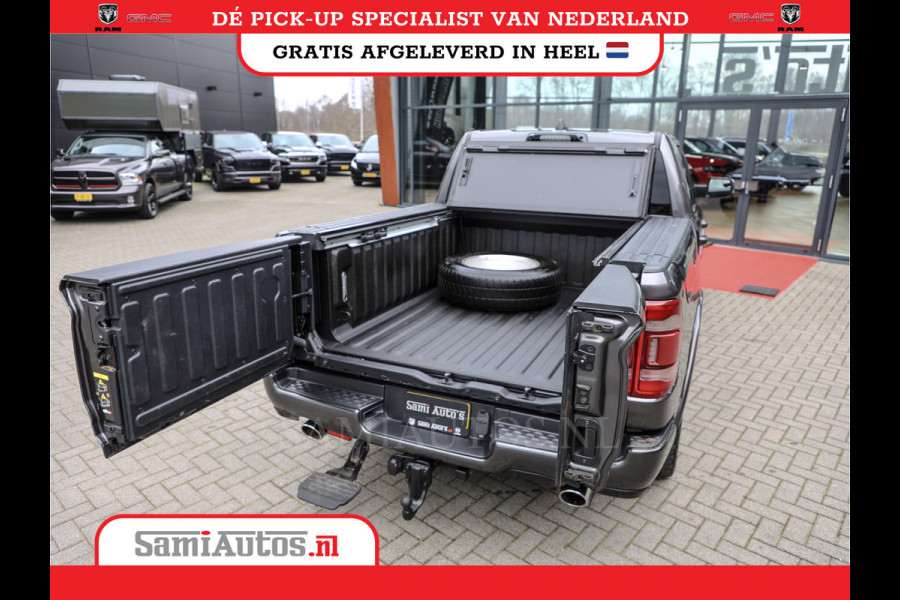 Dodge Ram 1500 LIMITED RAMBOX | LUCHTVERING | 5.7 V8 4X4 | MULTI TAILGATE | HUD | ADAPTIVE CRUISE | EERSTE EIGENAAR | LPG PRINS | 3500KG 360 CAMERA | LANE ASSIST | MEMORY SEATS | DUBBELE CABINE | CREWCAB