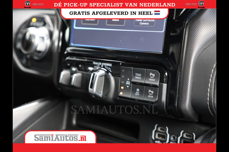 Dodge Ram 1500 LIMITED RAMBOX | LUCHTVERING | 5.7 V8 4X4 | MULTI TAILGATE | HUD | ADAPTIVE CRUISE | EERSTE EIGENAAR | LPG PRINS | 3500KG 360 CAMERA | LANE ASSIST | MEMORY SEATS | DUBBELE CABINE | CREWCAB