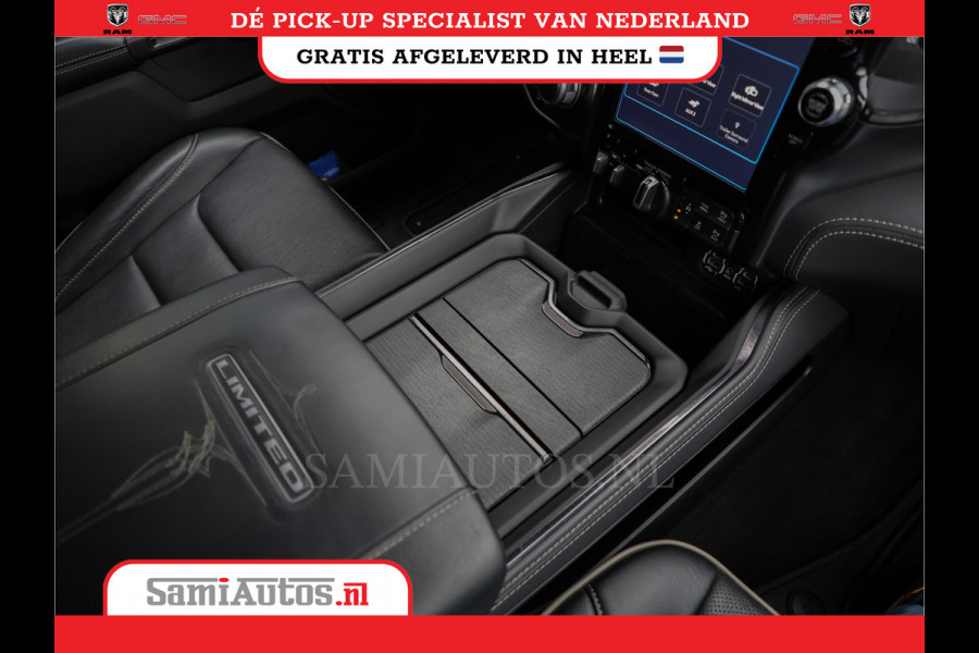 Dodge Ram 1500 LIMITED RAMBOX | LUCHTVERING | 5.7 V8 4X4 | MULTI TAILGATE | HUD | ADAPTIVE CRUISE | EERSTE EIGENAAR | LPG PRINS | 3500KG 360 CAMERA | LANE ASSIST | MEMORY SEATS | DUBBELE CABINE | CREWCAB