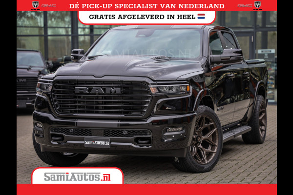 Dodge Ram 2025 LARAMIE NIGHT | 14,4 SCHERM + 10.2 INCH PASSENGER SCREEN | HURRICANE 420PK 636 Nm | PRIJS MET LPG EN COVER EN GARANTIE | DUBBELE CABINE | PICK UP | 5 PERSOONS | DC | GRIJSKENTEKEN | VOORAAD 2220 - 5039