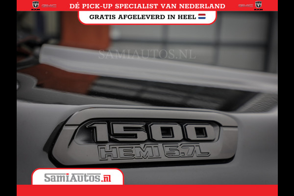 Dodge Ram 1500 LONGHORN| BLACK OPS | HUD & VIRTUAL | PRIJS MET LPG + HEAD UP ADG + DEKSEL + PANORAMADAK GWJ + LUCHTVERING SER + BOM VOL |  CREW CAB | DUBBELE CABINE | 5,7L V8 HEMI 402 PK 4X4 | 5 PERSOONS | GRIJSKENTEKEN | VOORRAAD NR 2185 - 9547