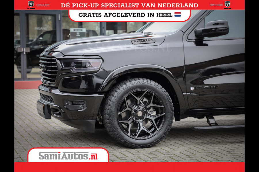 Dodge Ram 1500 LONGHORN| BLACK OPS | HUD & VIRTUAL | PRIJS MET LPG + HEAD UP ADG + DEKSEL + PANORAMADAK GWJ + LUCHTVERING SER + BOM VOL |  CREW CAB | DUBBELE CABINE | 5,7L V8 HEMI 402 PK 4X4 | 5 PERSOONS | GRIJSKENTEKEN | VOORRAAD NR 2185 - 9547
