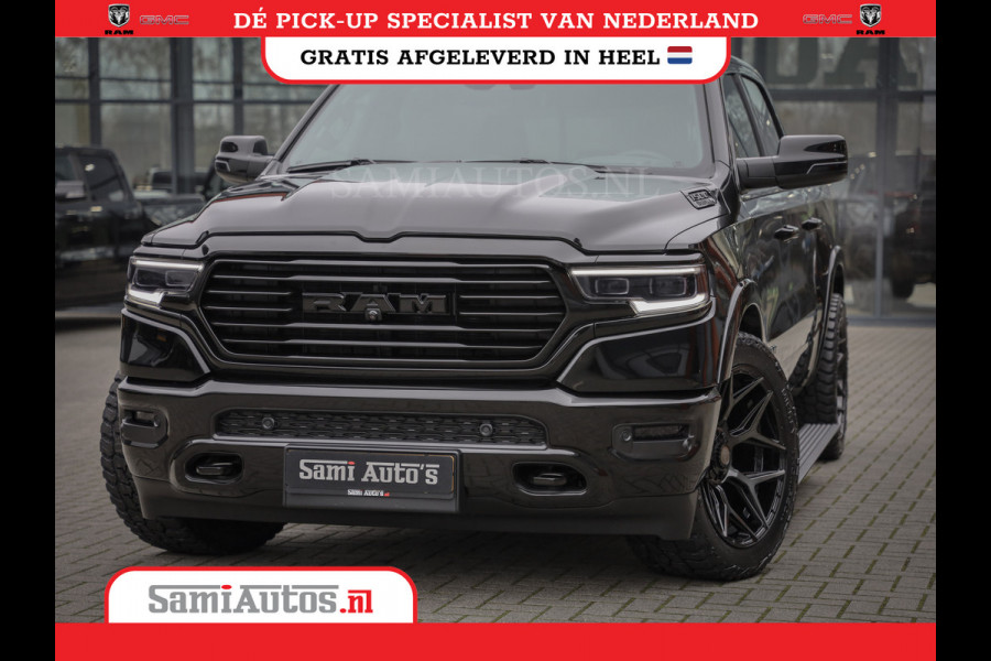 Dodge Ram 1500 LONGHORN| BLACK OPS | HUD & VIRTUAL | PRIJS MET LPG + HEAD UP ADG + DEKSEL + PANORAMADAK GWJ + LUCHTVERING SER + BOM VOL |  CREW CAB | DUBBELE CABINE | 5,7L V8 HEMI 402 PK 4X4 | 5 PERSOONS | GRIJSKENTEKEN | VOORRAAD NR 2185 - 9547