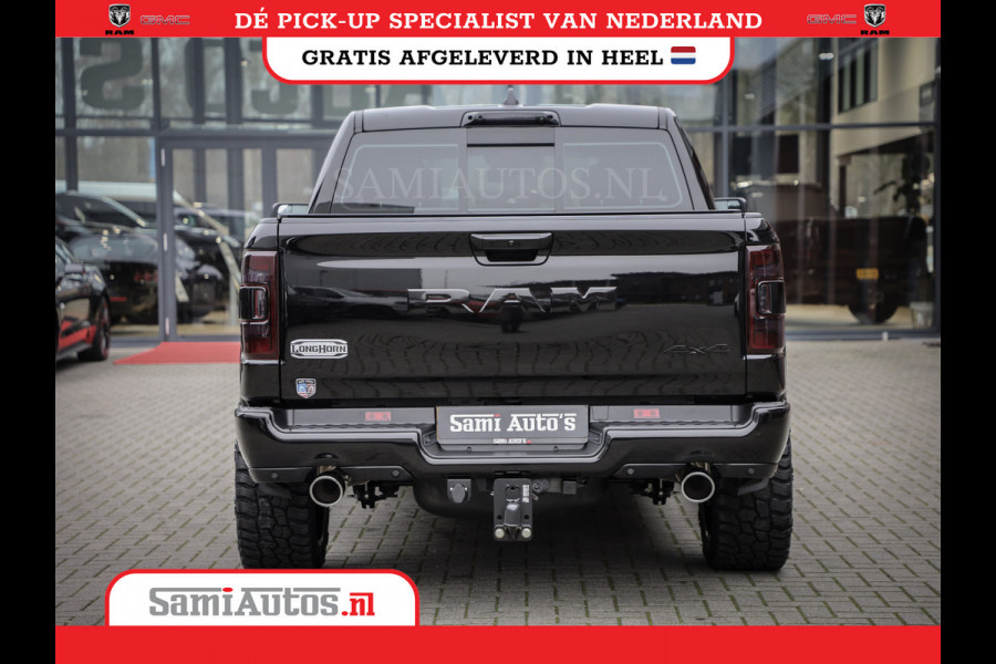 Dodge Ram 1500 LONGHORN| BLACK OPS | HUD & VIRTUAL | PRIJS MET LPG + HEAD UP ADG + DEKSEL + PANORAMADAK GWJ + LUCHTVERING SER + BOM VOL |  CREW CAB | DUBBELE CABINE | 5,7L V8 HEMI 402 PK 4X4 | 5 PERSOONS | GRIJSKENTEKEN | VOORRAAD NR 2185 - 9547