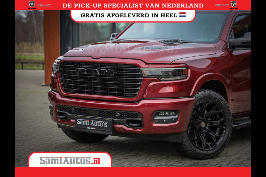 Dodge Ram 2025 LARAMIE SPORT HURRICANE 420PK 636 Nm | PRIJS MET LPG EN COVER EN GARANTIE | DUBBELE CABINE | PICK UP | 5 PERSOONS | DC | GRIJSKENTEKEN | Velvet Red Pearl VOORAAD 2218 - 3854