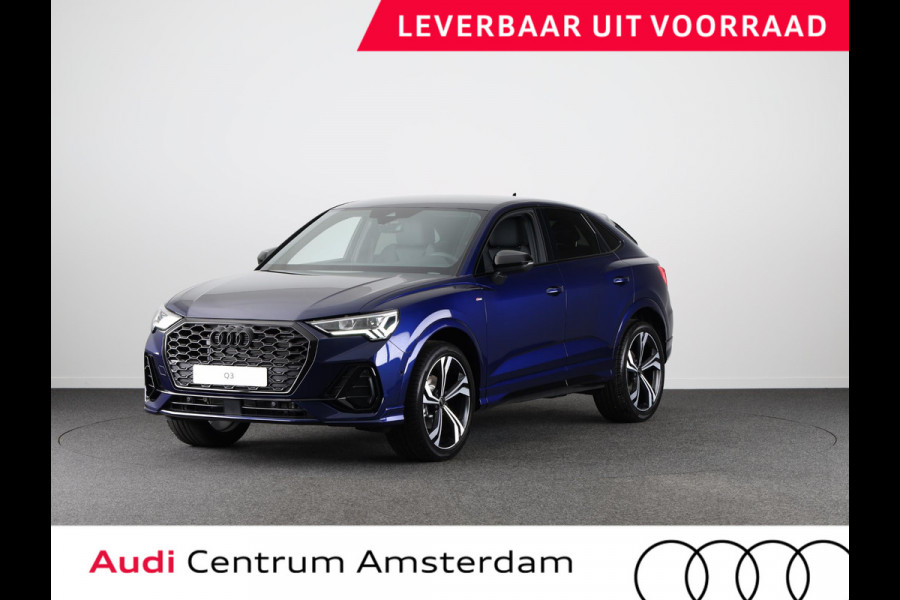 Audi Q3 Sportback 35 TFSI S Edition Competition leder interieur met rode stiksels, comfortsleutel, adaptive cruise control, verwarmbare voorstoelen, optiekpakket zwart plus