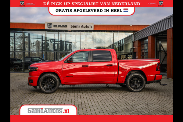 Dodge Ram PREMIUM 420PK 636 Nm | BOM VOL | HEAD UP + 14.4 INCH SCHERM + LUCHTVERING | PRIJS MET LPG EN COVER EN GARANTIE | DUBBELE CABINE | PICK UP | 5 PERSOONS | DC | GRIJSKENTEKEN | PR4 FLAME RED | VOORRAAD NR 2226 - 4993