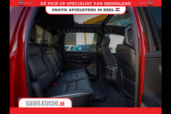 Dodge Ram PREMIUM 420PK 636 Nm | BOM VOL | HEAD UP + 14.4 INCH SCHERM + LUCHTVERING | PRIJS MET LPG EN COVER EN GARANTIE | DUBBELE CABINE | PICK UP | 5 PERSOONS | DC | GRIJSKENTEKEN | PR4 FLAME RED | VOORRAAD NR 2226 - 4993