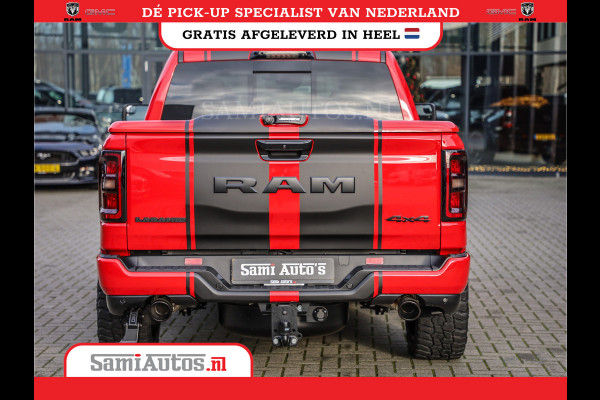 Dodge Ram PREMIUM 420PK 636 Nm | BOM VOL | HEAD UP + 14.4 INCH SCHERM + LUCHTVERING | PRIJS MET LPG EN COVER EN GARANTIE | DUBBELE CABINE | PICK UP | 5 PERSOONS | DC | GRIJSKENTEKEN | PR4 FLAME RED | VOORRAAD NR 2226 - 4993