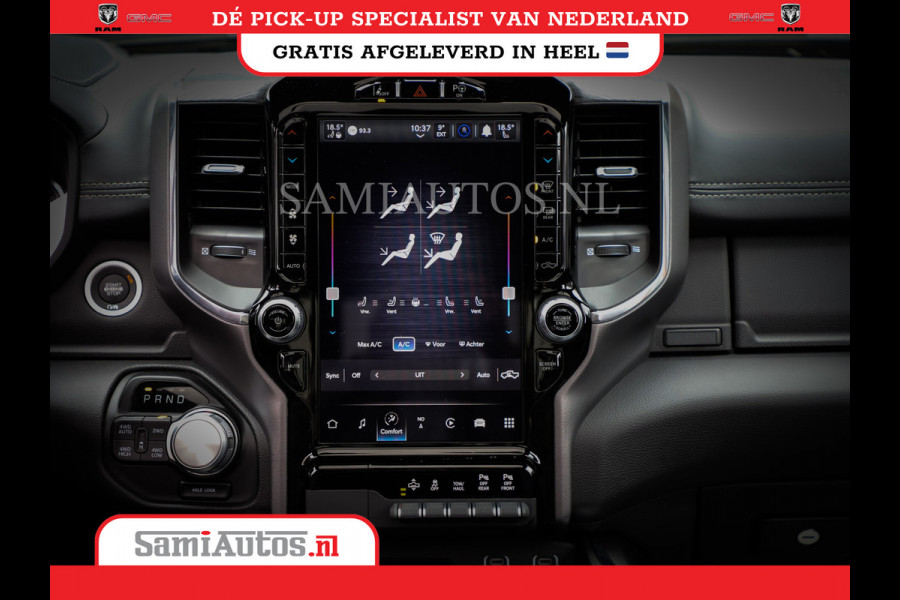Dodge Ram 1500 LARAMIE NIGHT | NIEUW! BMP VRIJ | PANORAMA | LPG | HUD | VIRTUAL | LUCHTVERING | 360CAM | DODE HOEK | 5.7 V8 HEMI 402PK 4x4 | CREWCAB 5 PERSOONS | GRIJSKENTEKEN | VOORRAAD NR 2147 - 4802