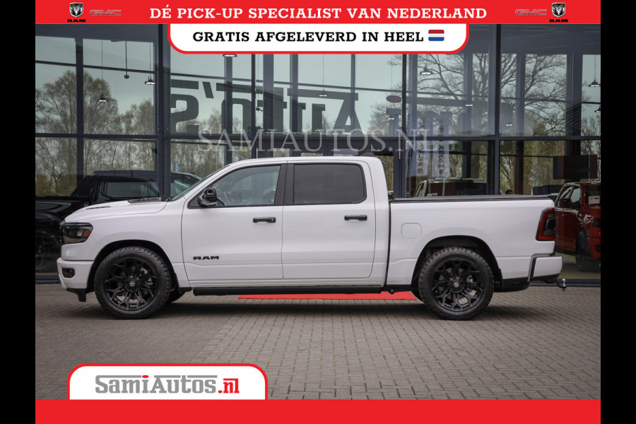 Dodge Ram 1500 LARAMIE NIGHT | NIEUW! BMP VRIJ | PANORAMA | LPG | HUD | VIRTUAL | LUCHTVERING | 360CAM | DODE HOEK | 5.7 V8 HEMI 402PK 4x4 | CREWCAB 5 PERSOONS | GRIJSKENTEKEN | VOORRAAD NR 2147 - 4802