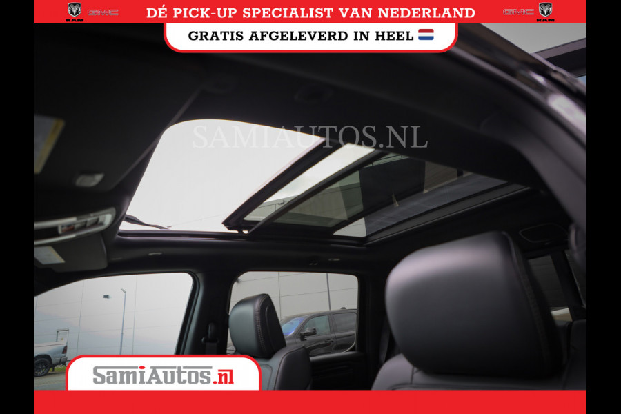 Dodge Ram 1500 LARAMIE NIGHT | NIEUW! BMP VRIJ | PANORAMA | LPG | HUD | VIRTUAL | LUCHTVERING | 360CAM | DODE HOEK | 5.7 V8 HEMI 402PK 4x4 | CREWCAB 5 PERSOONS | GRIJSKENTEKEN | VOORRAAD NR 2147 - 4802