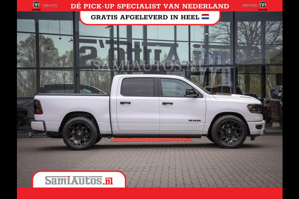 Dodge Ram 1500 LARAMIE NIGHT | NIEUW! BMP VRIJ | PANORAMA | LPG | HUD | VIRTUAL | LUCHTVERING | 360CAM | DODE HOEK | 5.7 V8 HEMI 402PK 4x4 | CREWCAB 5 PERSOONS | GRIJSKENTEKEN | VOORRAAD NR 2147 - 4802