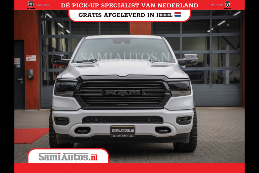 Dodge Ram 1500 LARAMIE NIGHT | NIEUW! BMP VRIJ | PANORAMA | LPG | HUD | VIRTUAL | LUCHTVERING | 360CAM | DODE HOEK | 5.7 V8 HEMI 402PK 4x4 | CREWCAB 5 PERSOONS | GRIJSKENTEKEN | VOORRAAD NR 2147 - 4802