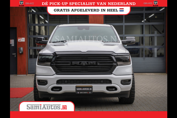Dodge Ram 1500 LARAMIE NIGHT | NIEUW! BMP VRIJ | PANORAMA | LPG | HUD | VIRTUAL | LUCHTVERING | 360CAM | DODE HOEK | 5.7 V8 HEMI 402PK 4x4 | CREWCAB 5 PERSOONS | GRIJSKENTEKEN | VOORRAAD NR 2147 - 4802