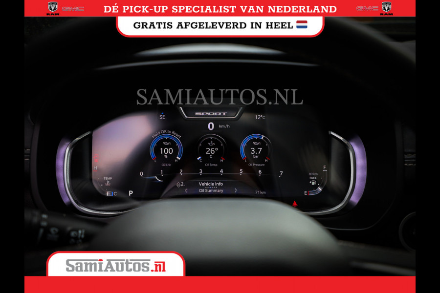 Dodge Ram 1500 LARAMIE NIGHT | NIEUW! BMP VRIJ | PANORAMA | LPG | HUD | VIRTUAL | LUCHTVERING | 360CAM | DODE HOEK | 5.7 V8 HEMI 402PK 4x4 | CREWCAB 5 PERSOONS | GRIJSKENTEKEN | VOORRAAD NR 2147 - 4802