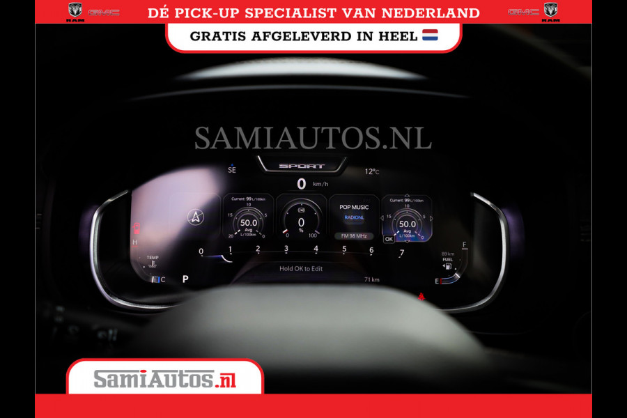 Dodge Ram 1500 LARAMIE NIGHT | NIEUW! BMP VRIJ | PANORAMA | LPG | HUD | VIRTUAL | LUCHTVERING | 360CAM | DODE HOEK | 5.7 V8 HEMI 402PK 4x4 | CREWCAB 5 PERSOONS | GRIJSKENTEKEN | VOORRAAD NR 2147 - 4802