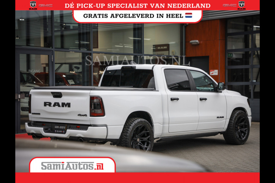 Dodge Ram 1500 LARAMIE NIGHT | NIEUW! BMP VRIJ | PANORAMA | LPG | HUD | VIRTUAL | LUCHTVERING | 360CAM | DODE HOEK | 5.7 V8 HEMI 402PK 4x4 | CREWCAB 5 PERSOONS | GRIJSKENTEKEN | VOORRAAD NR 2147 - 4802