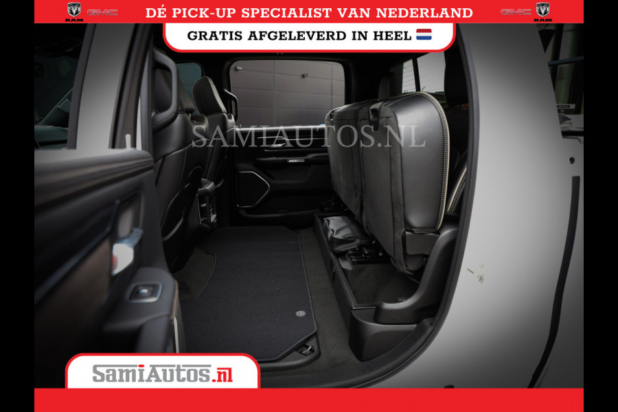 Dodge Ram 1500 LARAMIE NIGHT | NIEUW! BMP VRIJ | PANORAMA | LPG | HUD | VIRTUAL | LUCHTVERING | 360CAM | DODE HOEK | 5.7 V8 HEMI 402PK 4x4 | CREWCAB 5 PERSOONS | GRIJSKENTEKEN | VOORRAAD NR 2147 - 4802