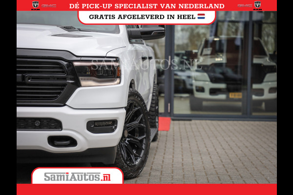 Dodge Ram 1500 LARAMIE NIGHT | NIEUW! BMP VRIJ | PANORAMA | LPG | HUD | VIRTUAL | LUCHTVERING | 360CAM | DODE HOEK | 5.7 V8 HEMI 402PK 4x4 | CREWCAB 5 PERSOONS | GRIJSKENTEKEN | VOORRAAD NR 2147 - 4802